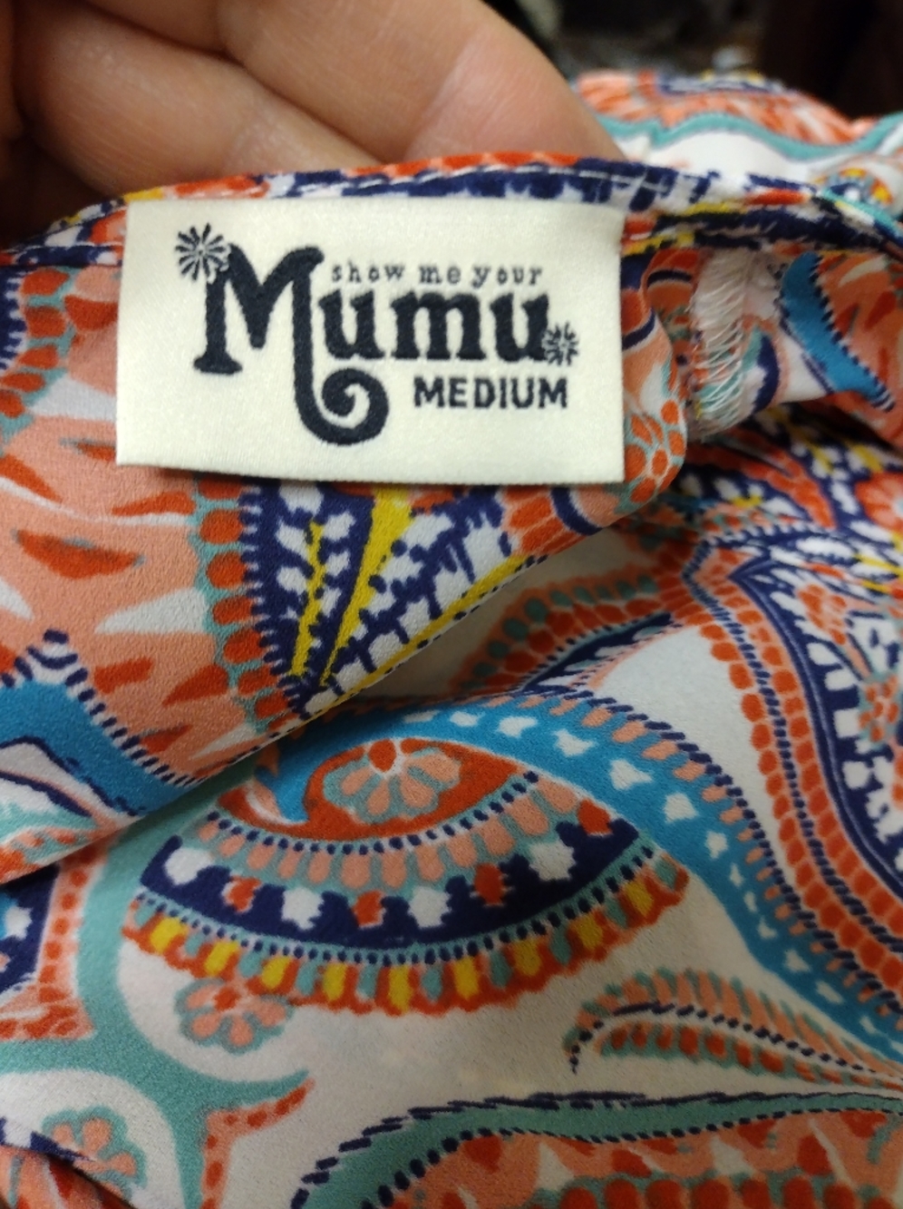 Show Me Your Mumu Paisley Print Sleeveless V-Neck Romper in White Coral & Blue - Picture 5 of 8